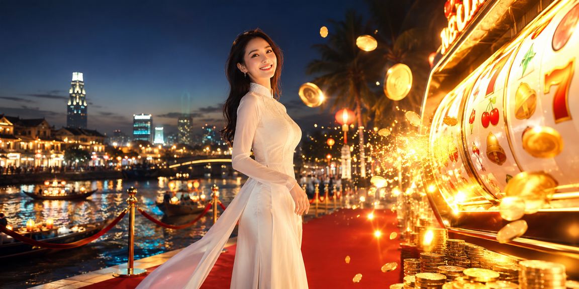 Người chơi trải nghiệm slot game tại Sài Gòn với trang phục áo dài truyền thống